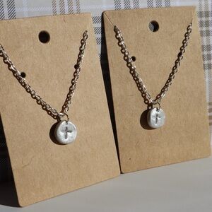 Cross Indented Silver Necklace Handmade Clay Charm Christian Jewelry Women Gift